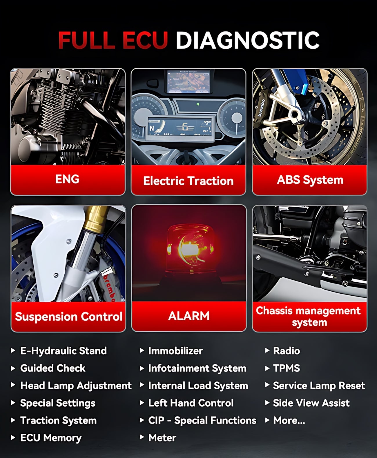 OBD2 Diagnosegerät Scanner iCarsoft MT V6 für BMW Motorräder inkl. Adapter & kostenlose Updates