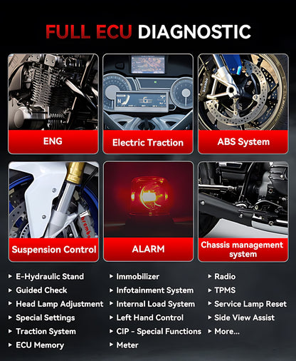 OBD2 Diagnosegerät Scanner iCarsoft MT V6 für BMW Motorräder inkl. Adapter & kostenlose Updates