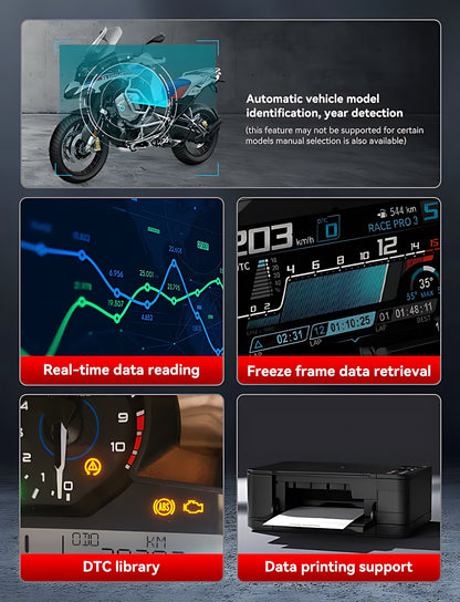 OBD2 Diagnosegerät Scanner iCarsoft MT V6 für BMW Motorräder inkl. Adapter & kostenlose Updates