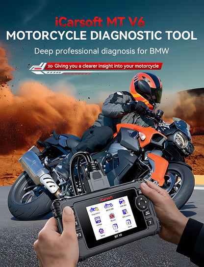OBD2 Diagnosegerät Scanner iCarsoft MT V6 für BMW Motorräder inkl. Adapter & kostenlose Updates