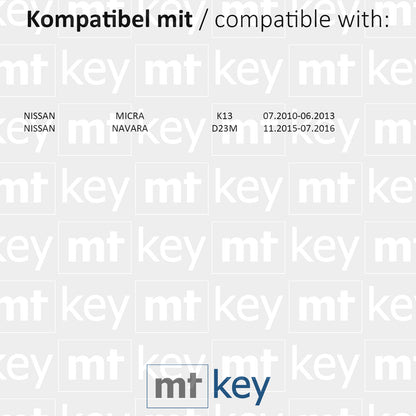 MT-KEY 2 Tasten Funk Schlüssel Fernbedienung 434MHZ kompatibel mit Nissan Micra K13 10-13 Navara D23M 15-16 433MHZ Autoschlüssel