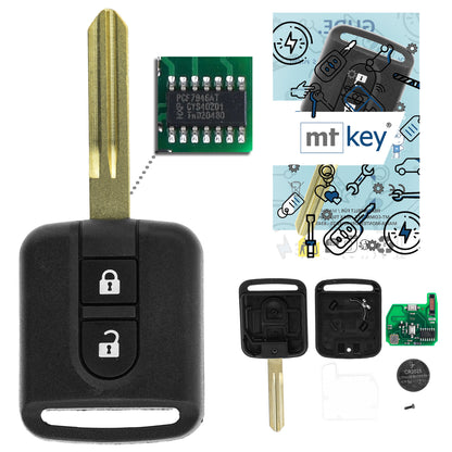 MT-KEY 2 Tasten Funk Schlüssel ASK 434MHZ kompatibel mit Nissan Micra K12 K13 Qashqai J10 Patrol NV200 Note E11 Navara D40M Cabstar F24M Autoschlüssel