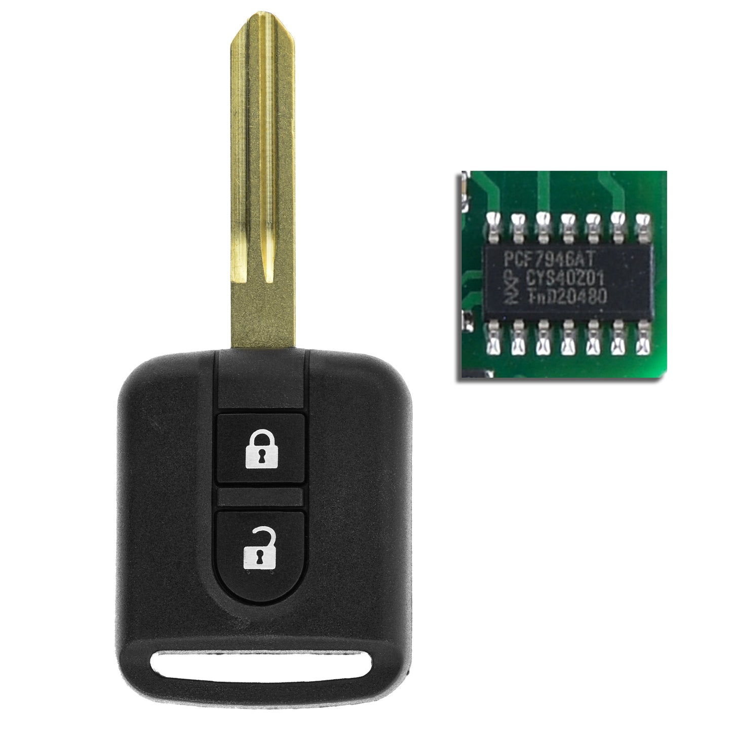 MT-KEY 2 Tasten Funk Schlüssel ASK 434MHZ kompatibel mit Nissan Micra K12 K13 Qashqai J10 Patrol NV200 Note E11 Navara D40M Cabstar F24M Autoschlüssel