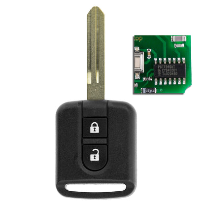 MT-KEY 2 Tasten Fernbedienung ASK Funk Schlüssel 434MHZ kompatibel mit Nissan Qashqai 09-12 Navara D40M 05-15 433,92MHZ Autoschlüssel