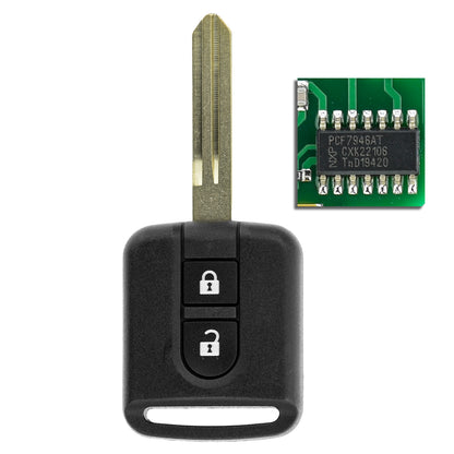 MT-KEY 2 Tasten Fernbedienung FSK Funk Schlüssel 434MHZ kompatibel mit Nissan Qashqai 09-12 Navara D40M 05-15 433,92MHZ Autoschlüssel