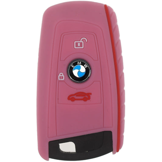 Auto Schlüssel Silikon Schutz Hülle Rosa kompatibel mit BMW F20 F21 F22 F23 F30 F31 F34 F32 F26 F25 F33 3 Tasten KEYLESS SMARTKEY