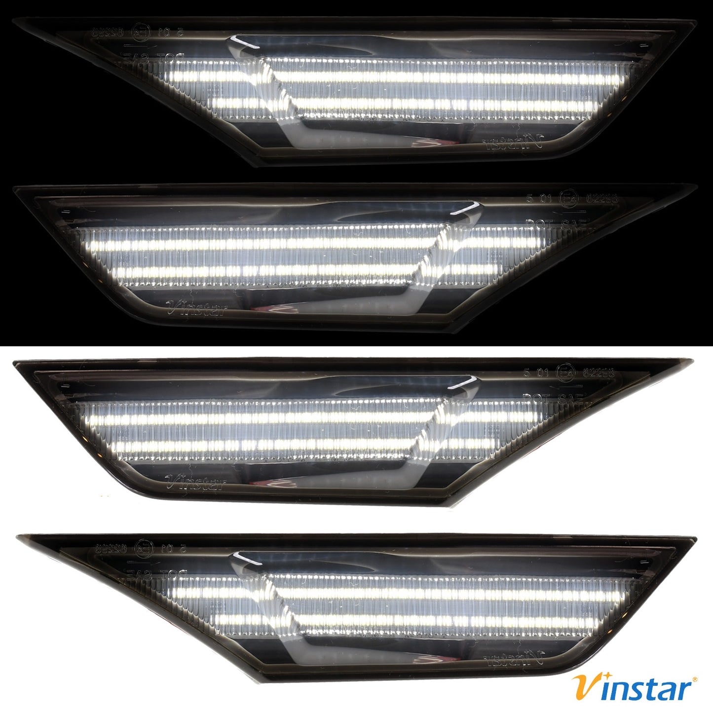 2x Vinstar Smoke getönte LED Seitenblinker Blinker kompatibel mit Civic X ab 2015 auch Type-R