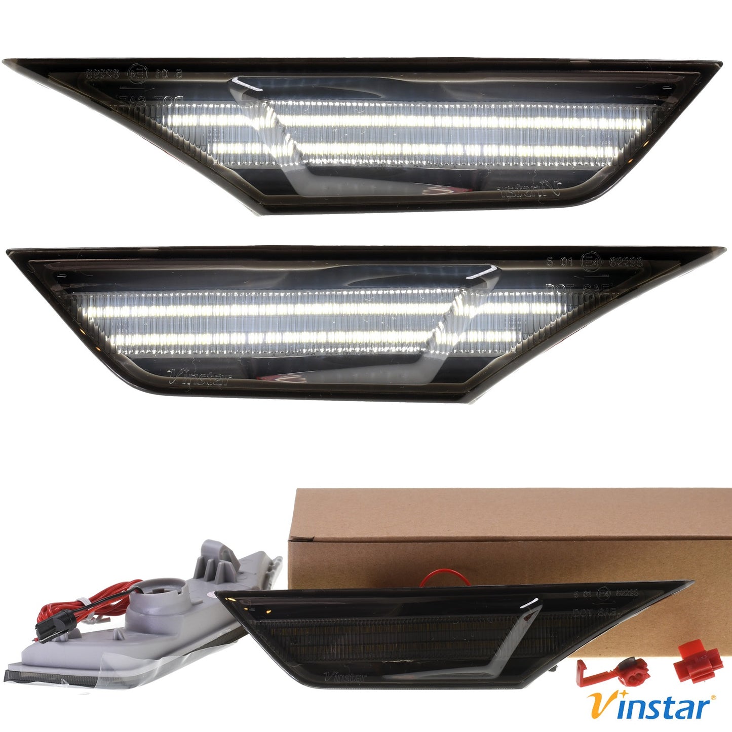 2x Vinstar Smoke getönte LED Seitenblinker Blinker kompatibel mit Civic X ab 2015 auch Type-R