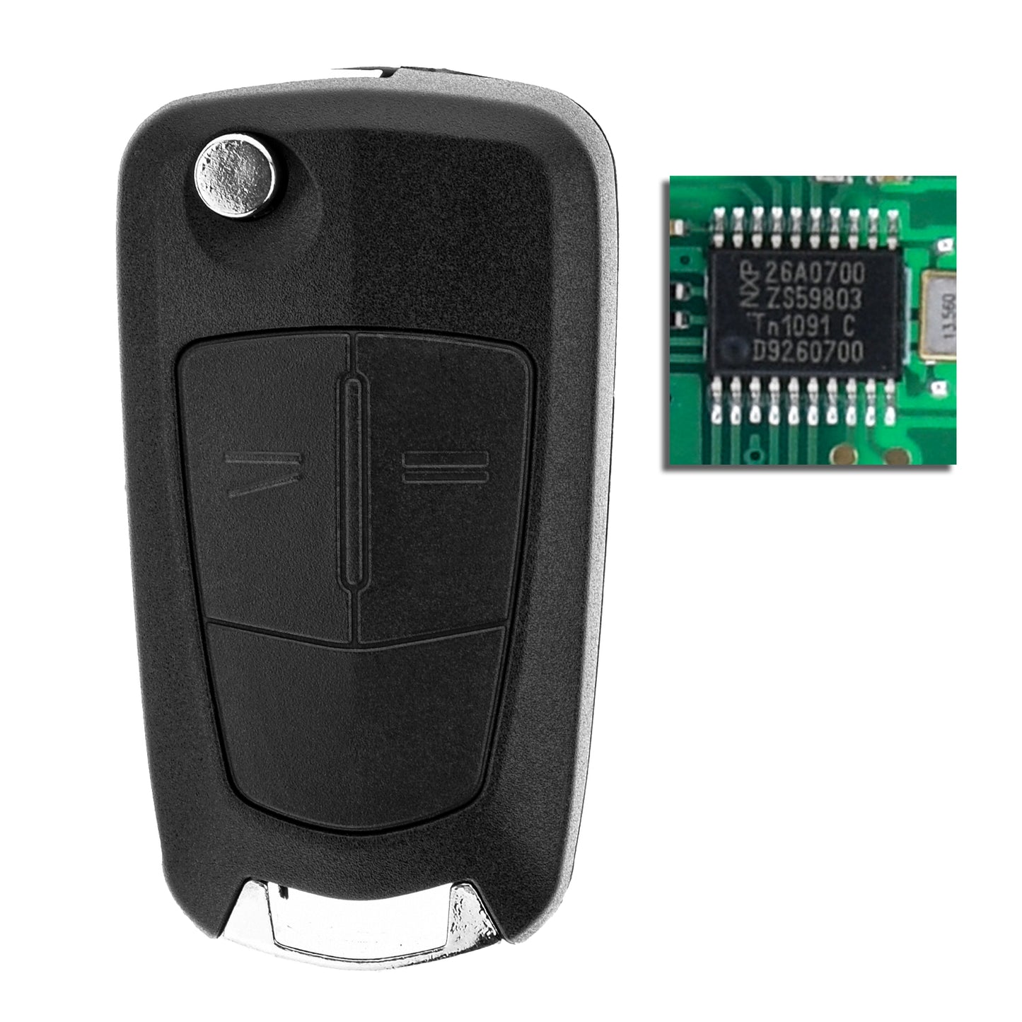 MT-KEY 2 Tasten Funk Fernbedienung 434MHZ 2 Tasten Klappschlüssel kompatibel mit Opel Vectra C Signum Zafira B 06-13 433MHZ Funk Schlüssel