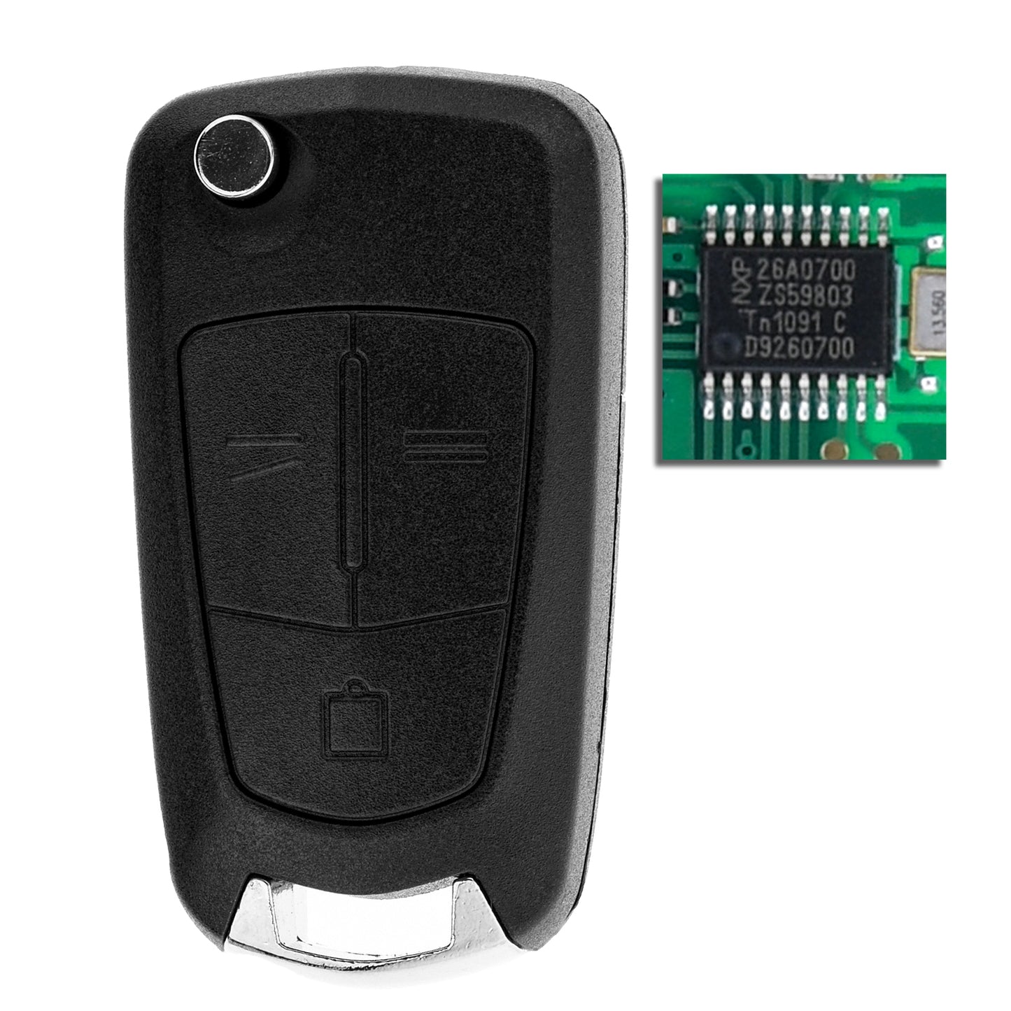 MT-KEY 3 Tasten Funk Fernbedienung 434MHZ 3 Tasten Klappschlüssel kompatibel mit Opel Vectra C 03-08 Signum 03-07 Zafira B 433MHZ Funk Schlüssel