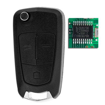 MT-KEY 3 Tasten Funk Fernbedienung 434MHZ 3 Tasten Klappschlüssel kompatibel mit Opel Vectra C 03-08 Signum 03-07 Zafira B 433MHZ Funk Schlüssel