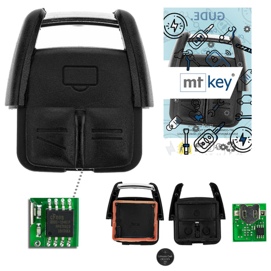 MT-KEY Funk Fernbedienung 434MHZ für 2 Tasten Autoschlüssel kompatibel mit Opel Vectra C 02-08 Signum 03-08 433MHZ Funkschlüssel