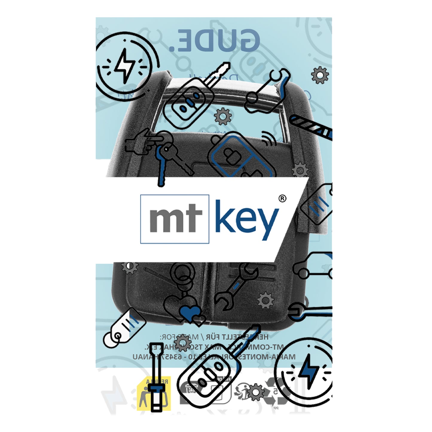MT-KEY Funk Fernbedienung 434MHZ für 2 Tasten Autoschlüssel kompatibel mit Opel Vectra C 02-08 Signum 03-08 433MHZ Funkschlüssel