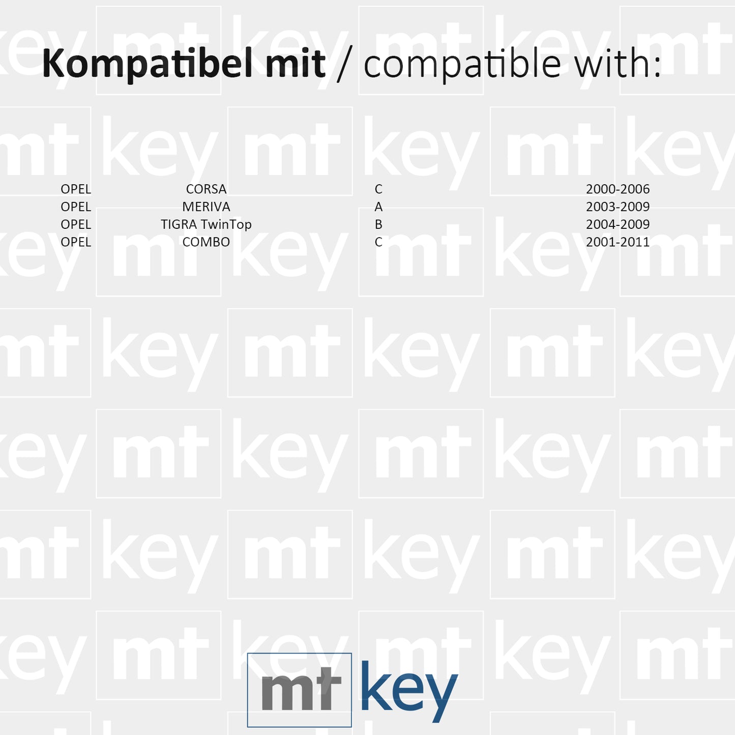 MT-KEY Funk Fernbedienung 434MHZ für Autoschlüssel kompatibel mit Corsa C Combo C Tigra B TwinTop Meriva A 433,92MHZ Funkschlüssel Sender