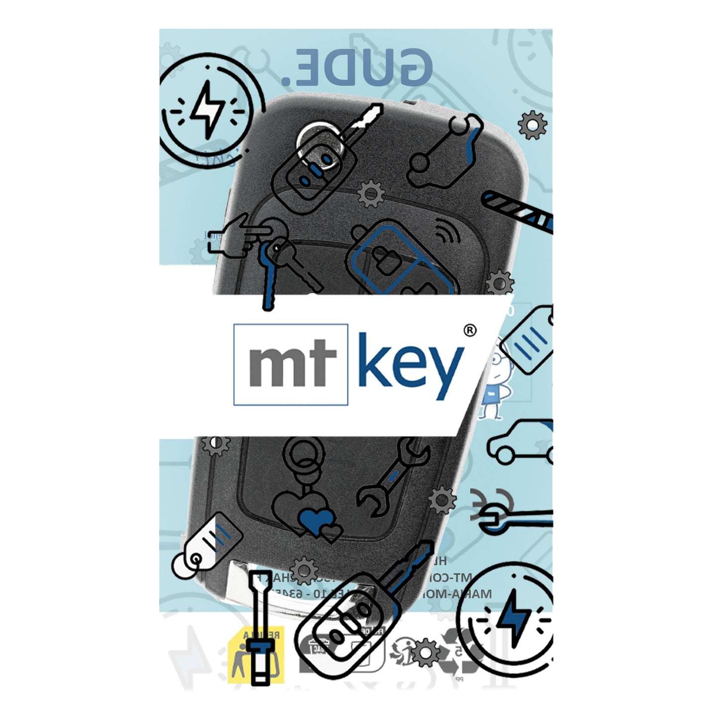 MT-KEY Funk Schlüssel 434MHZ kompatibel mit Opel Astra J Adam Corsa E Insignia A Karl Mokka Zafira C Chevrolet Cruze Bolt Volt Aveo Klappschlüssel