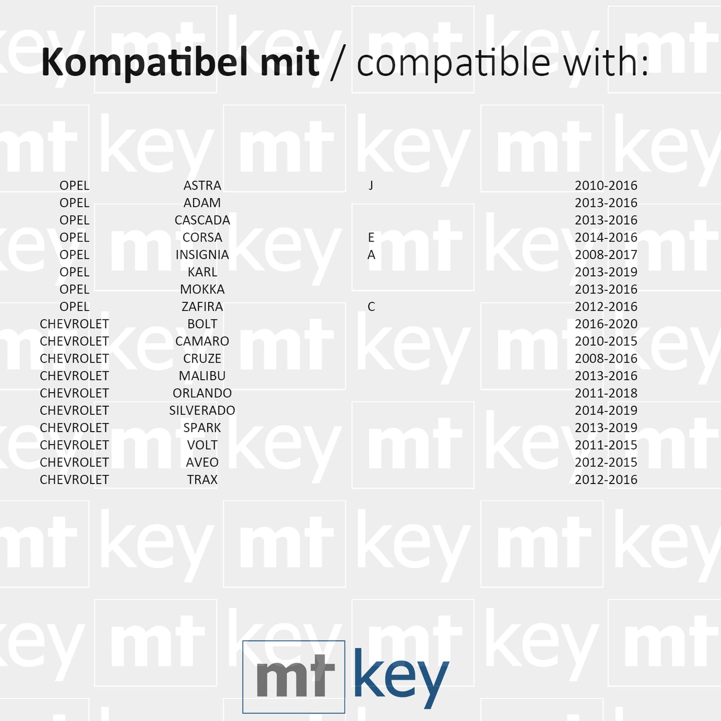 MT-KEY Funk Schlüssel 434MHZ kompatibel mit Opel Astra J Adam Corsa E Insignia A Karl Mokka Zafira C Chevrolet Cruze Bolt Volt Aveo Klappschlüssel