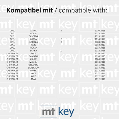 MT-KEY Funk Schlüssel 434MHZ kompatibel mit Opel Astra J Adam Corsa E Insignia A Karl Mokka Zafira C Chevrolet Cruze Bolt Volt Aveo Klappschlüssel