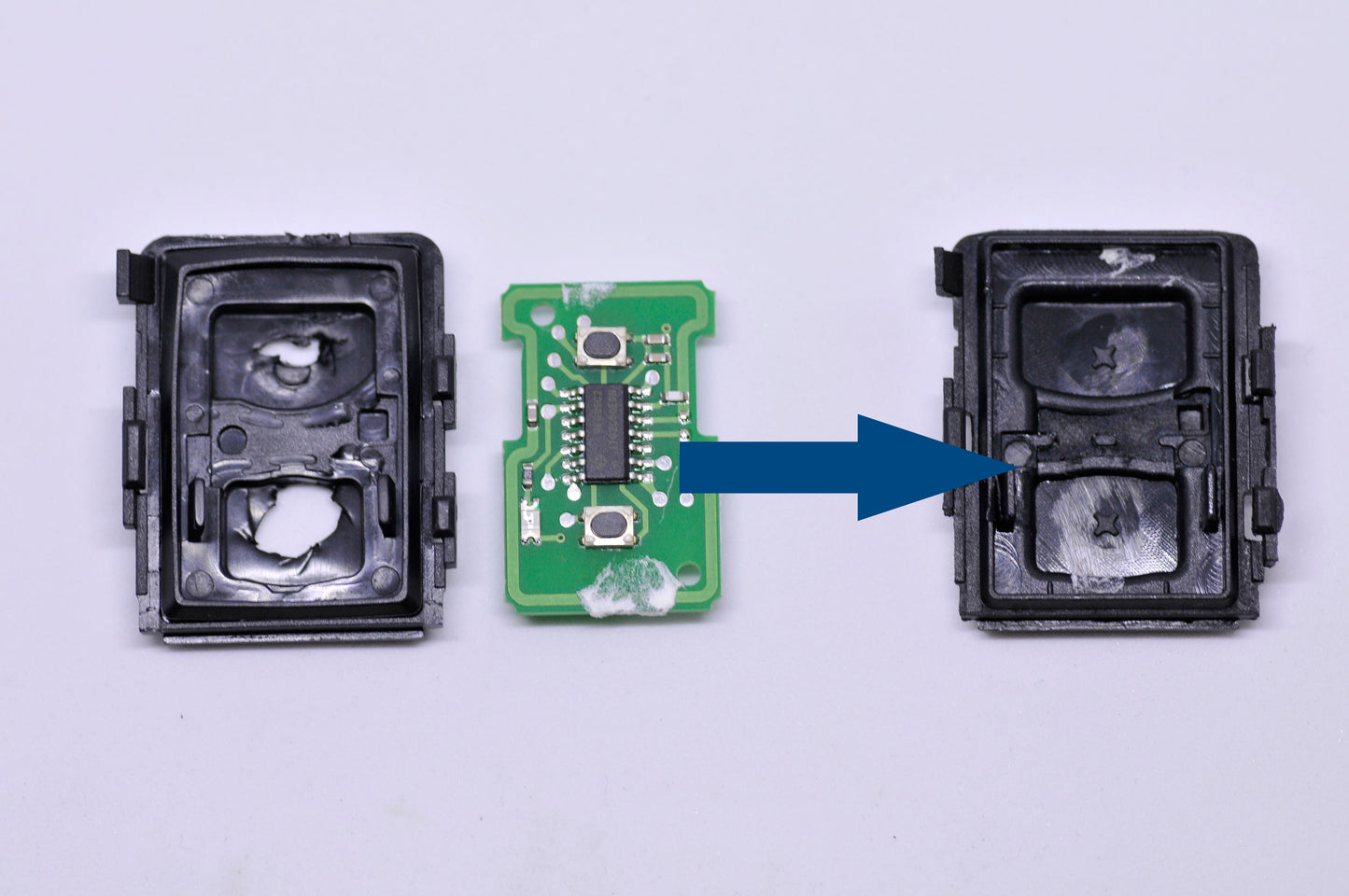 Auto Schlüssel Reparatur Satz Gehäuse Fernbedienung 2X Mikrotaster 1x CR2032 Batterie kompatibel mit Opel Corsa C 00-06 Meriva A 03-10 Tigra B 04-09 Combo C 01-11