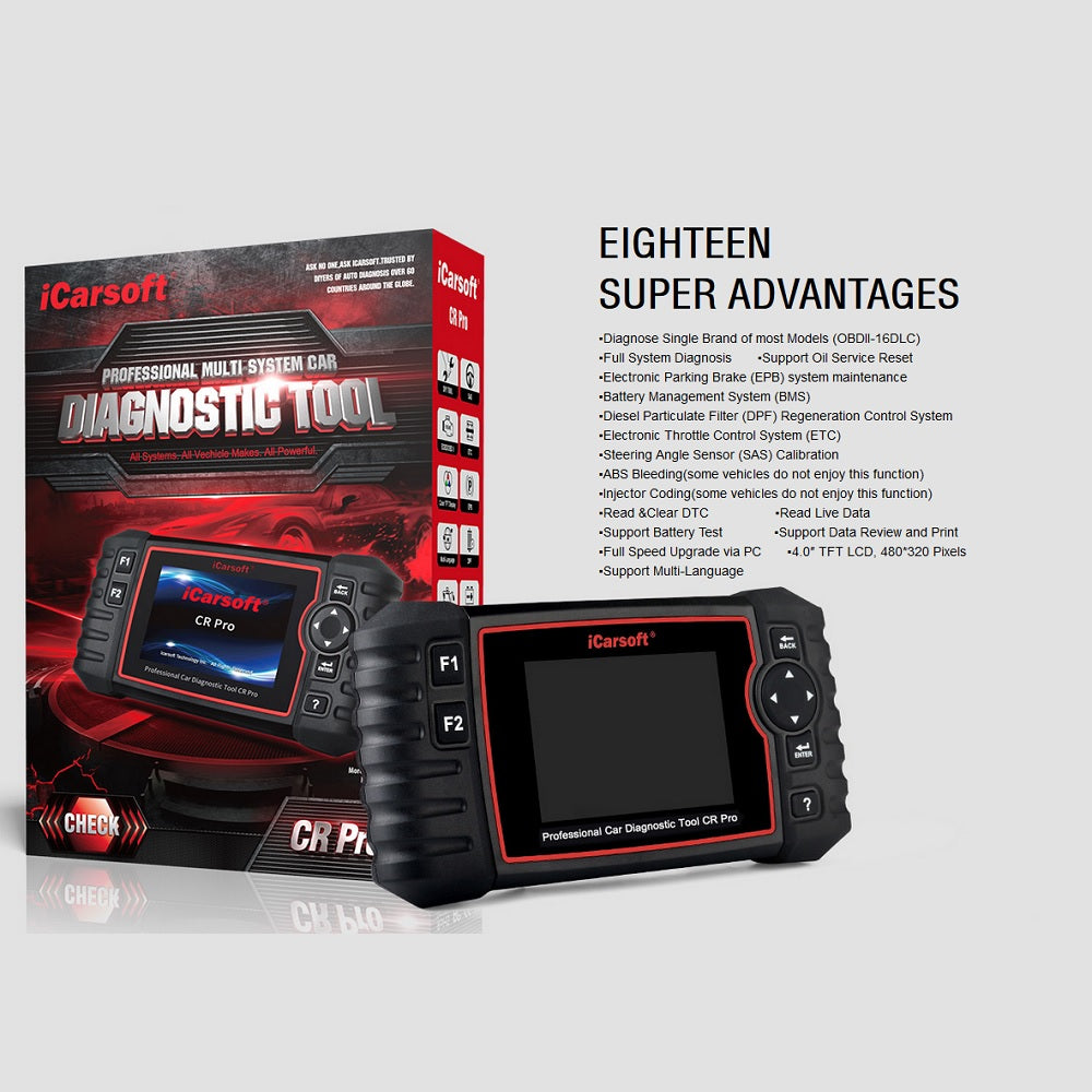 DIAGNOSEGERÄT iCARSOFT CR PRO OBD2 Scanner inkl. Online Updates DEUTSCH