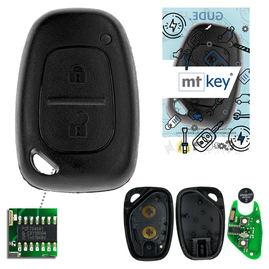 MT-KEY 2 Tasten Funk Fernbedienung 434MHZ kompatibel mit Renault Master II Trafic II Opel Vivaro A Movano A Nissan Kubistar Interstar Auto Schlüssel