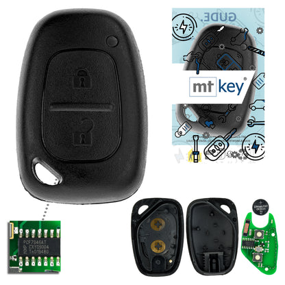 MT-KEY 2 Tasten Fernbedienung 434MHZ kompatibel mit Nissan Interstar X70 Kubistar X76 Primastar X83 Opel Movano A Vivaro A 433MHZ Funkschlüssel