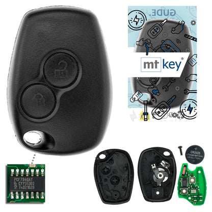 MT-KEY 2 Tasten Fernbedienung Funk Schlüssel 434MHZ kompatibel mit Renault Symbol III Trafic III Dacia Lodgy I Sandero II Logan II Duster I 433MHZ