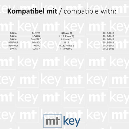 MT-KEY 2 Tasten Fernbedienung Funk Schlüssel 434MHZ kompatibel mit Renault Symbol III Trafic III Dacia Lodgy I Sandero II Logan II Duster I 433MHZ