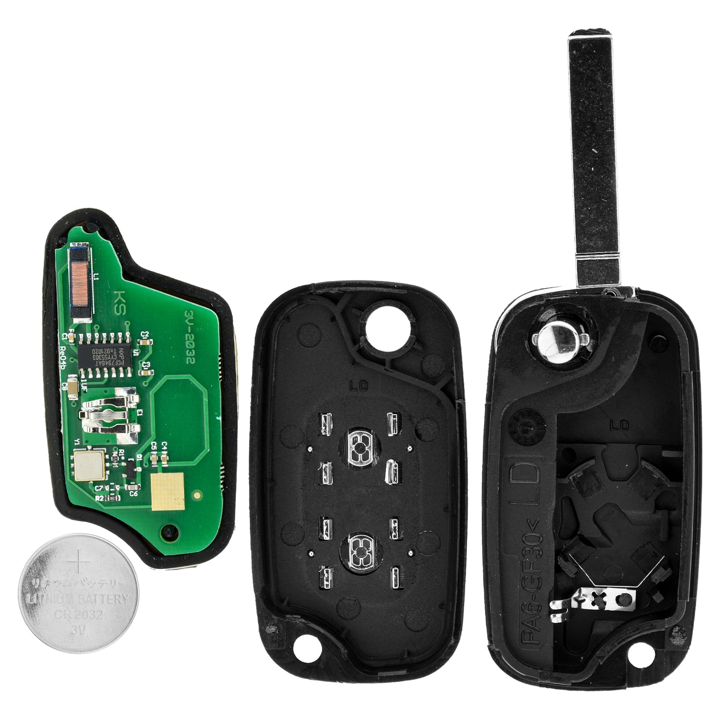 MT-KEY 2 Tasten Funk Schlüssel 434MHZ kompatibel mit RENAULT Clio 3 Kangoo II Master III Modus Twingo II Opel Movano A 433MHZ Autoschlüssel