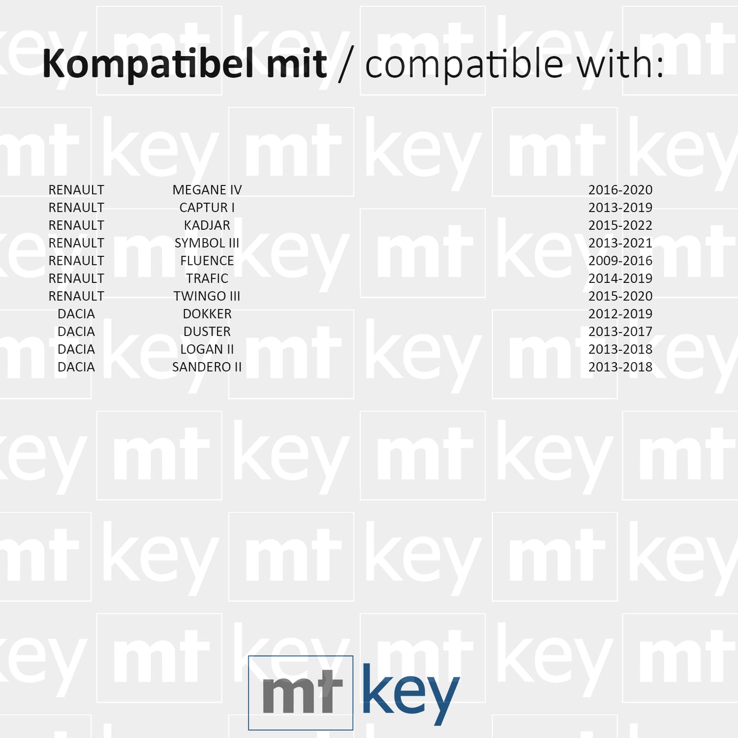 MT-KEY 3 Tasten Klapp Funk Schlüssel 434MHZ kompatibel mit Renault Megane 4 Captur I Kadjar Trafic Twingo 3 Dacia Dokker Duster Logan 2 Sandero 433MHZ