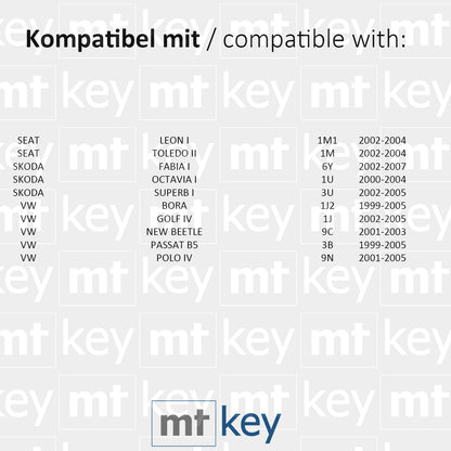 MT-KEY Funk Schlüssel 434MHZ 1J0959753AH ID48 kompatibel mit VW Bora 1J Golf 4 Polo Passat B5 Beetle Skoda Fabia I Octavia I Superb I Seat Leon I