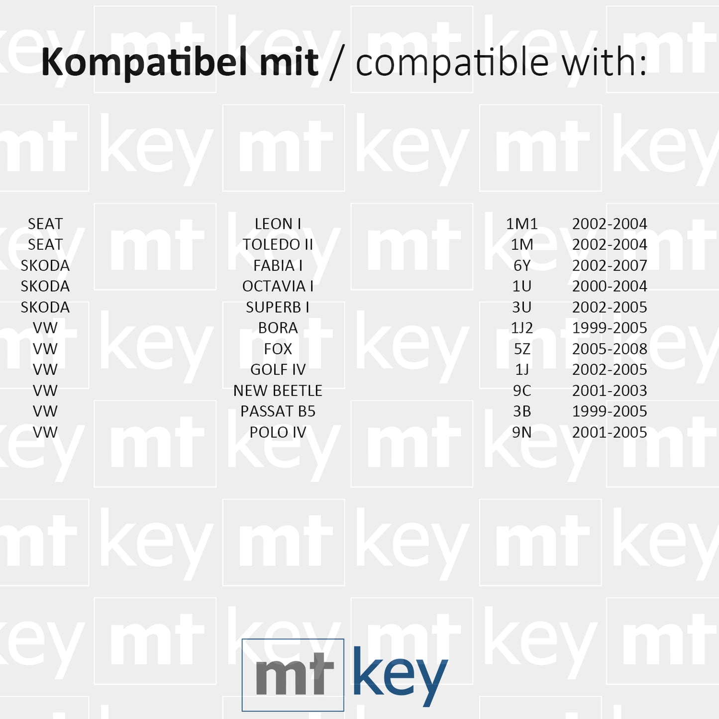 MT-KEY Funk Schlüssel 434MHZ Autoschlüssel kompatibel mit VW Bora 1J Golf 4 Polo 9N Beetle 9C Fox 5Z Seat Leon I Toledo II Skoda Fabia I 1J0959753DA