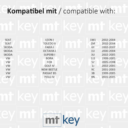 MT-KEY Funk Schlüssel 434MHZ Autoschlüssel kompatibel mit VW Bora 1J Golf 4 Polo 9N Beetle 9C Fox 5Z Seat Leon I Toledo II Skoda Fabia I 1J0959753DA