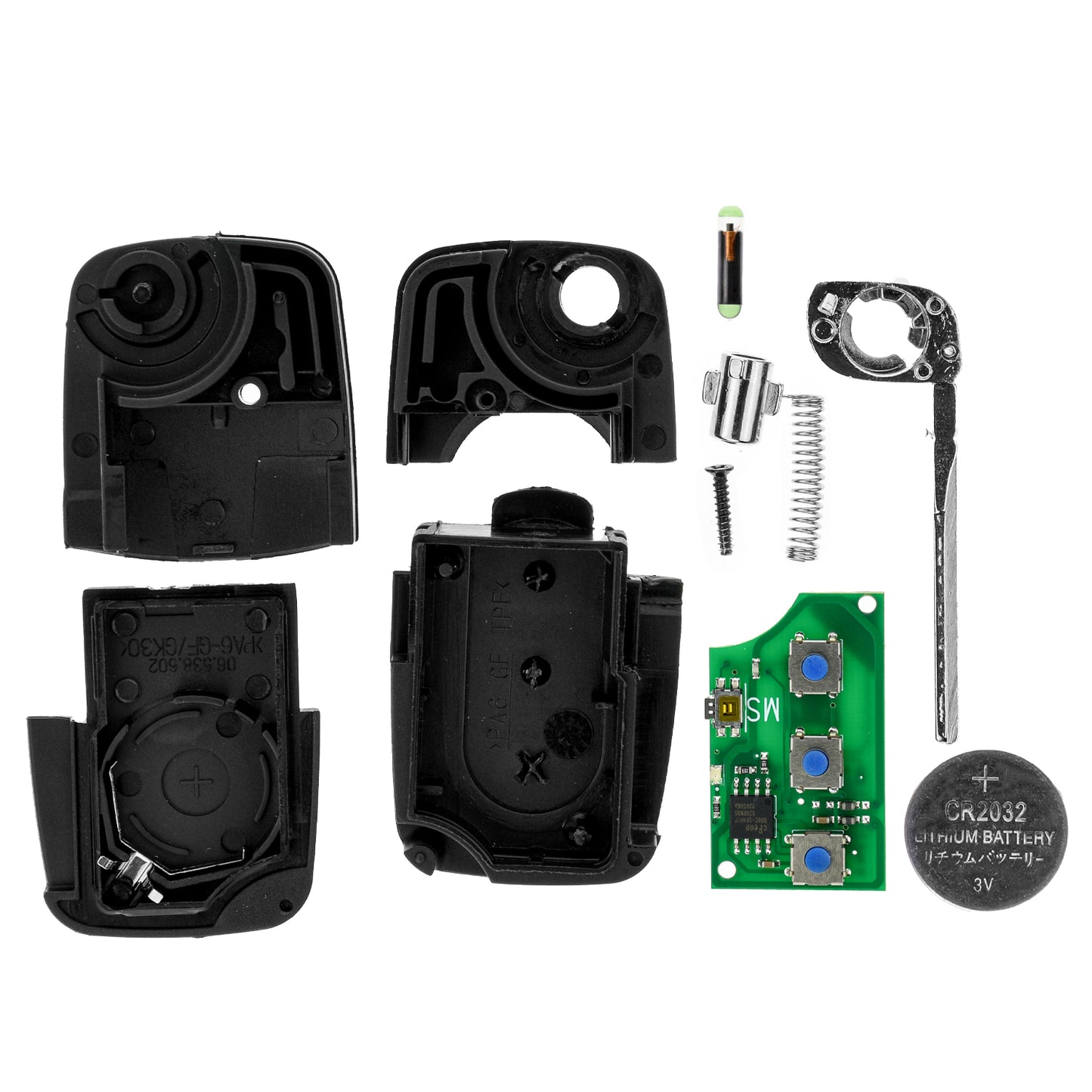 MT-KEY Funk Schlüssel 434MHZ ID48 Klappschlüssel kompatibel mit VW Bora 1J Golf IV 4 Polo 9N Passat B5 3B Beetle 9C 1J0959753B Fernbedienung