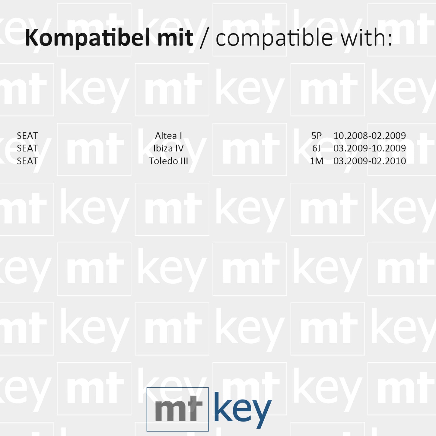 MT-KEY Funk Schlüssel 434MHZ ID48 CAN Klappschlüssel kompatibel mit Seat Altea I 5P 08-09 Ibiza IV 6J 2009 Toledo III 1M 09-10 1K0959753N