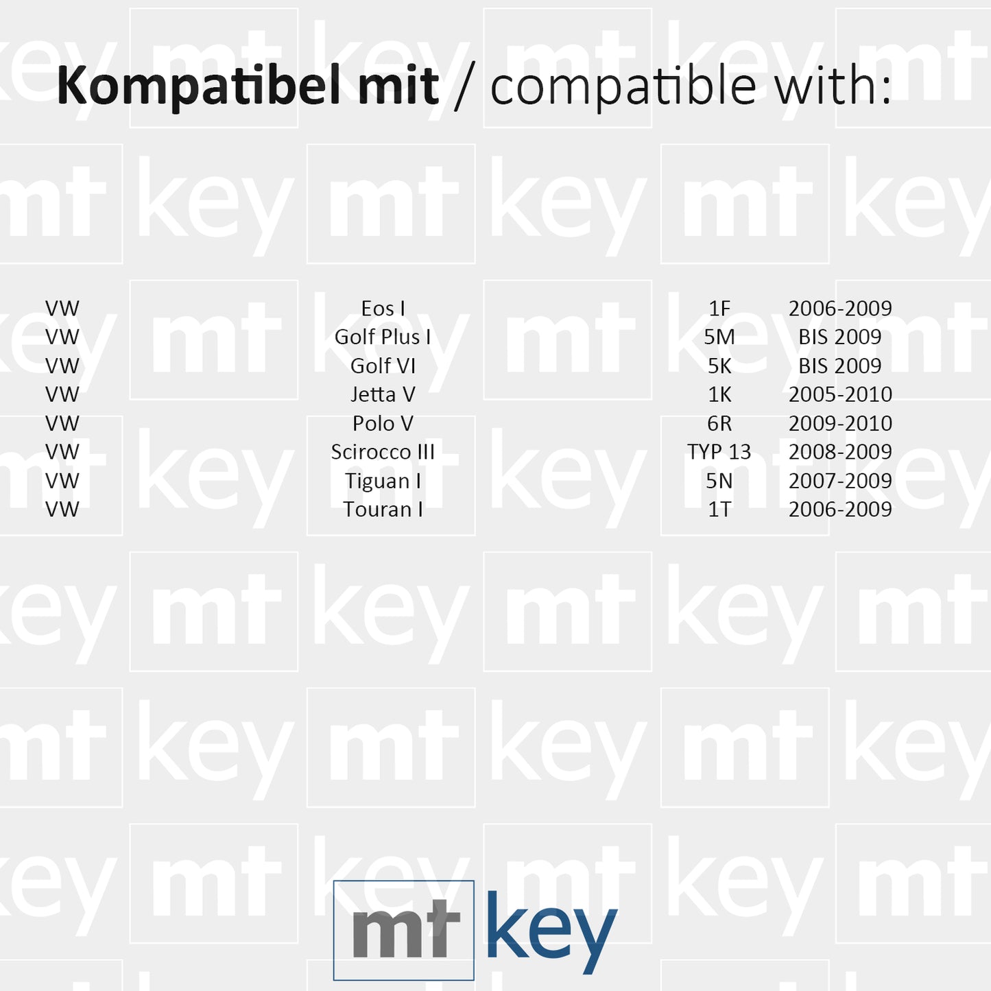 MT-KEY Funk Schlüssel 434MHZ ID48 CAN Klappschlüssel kompatibel mit VW (bis 2009) Eos I Jetta V Polo 6R Touran I Tiguan 5N Golf Plus 5M 1K0959753N
