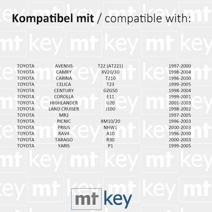 MT-KEY Funk Schlüssel TOY47 434MHZ 4C kompatibel mit Toyota Avensis T22 Carina Celica T23 Corolla E11 Land Cruiser J100 Rav4 A10 Yaris P1 2 Tasten
