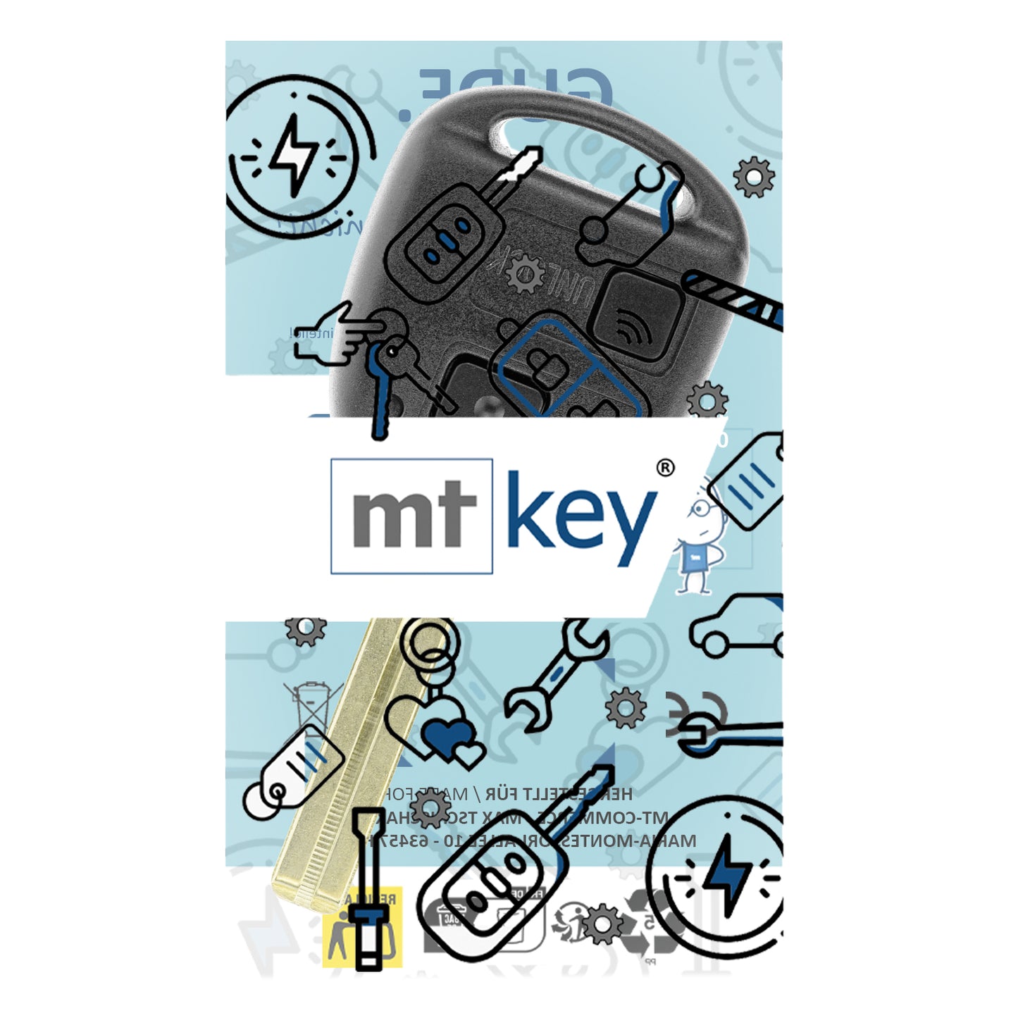 MT-KEY Funk Schlüssel 434MHZ 4C kompatibel mit Lexus GS 300 400 LS 400 IS 200 RX300 U10 SC 300 400 LX 470 450 ES 300 V30 2 Tasten Autoschlüssel
