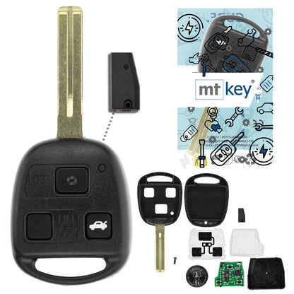 MT-KEY Funk Schlüssel 434MHZ 4C kompatibel mit Lexus GS 300 400 LS 400 IS 200 RX300 U10 SC 300 400 LX 470 450 ES 300 V30 3 Tasten Autoschlüssel