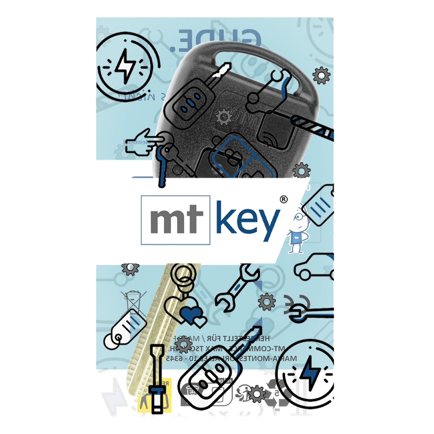 MT-KEY Funk Schlüssel TOY43 434MHZ ID67 kompatibel mit Toyota Highlander U20 04-07 Land Cruiser J120 02-09 2 Tasten 433MHZ Autoschlüssel