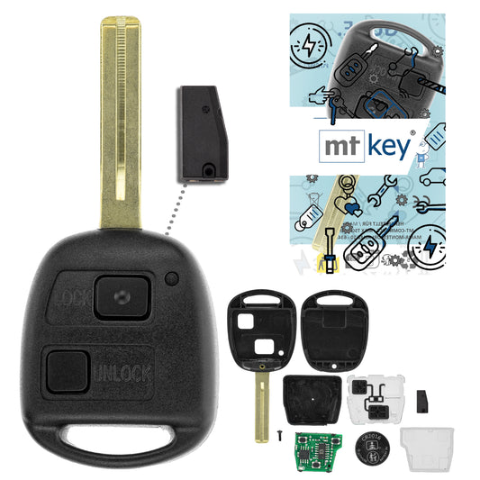 MT-KEY Funk Schlüssel TOY48 434MHZ ID68 kompatibel mit Lexus LS 430 UCF30 00-06 LX 470 II 02-06 2 Tasten 433MHZ Autoschlüssel