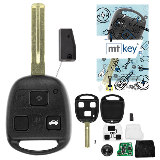MT-KEY Funk Schlüssel TOY48 434MHZ ID68 kompatibel mit Lexus LS 430 UCF30 00-06 LX 470 II 02-06 3 Tasten 433MHZ Autoschlüssel