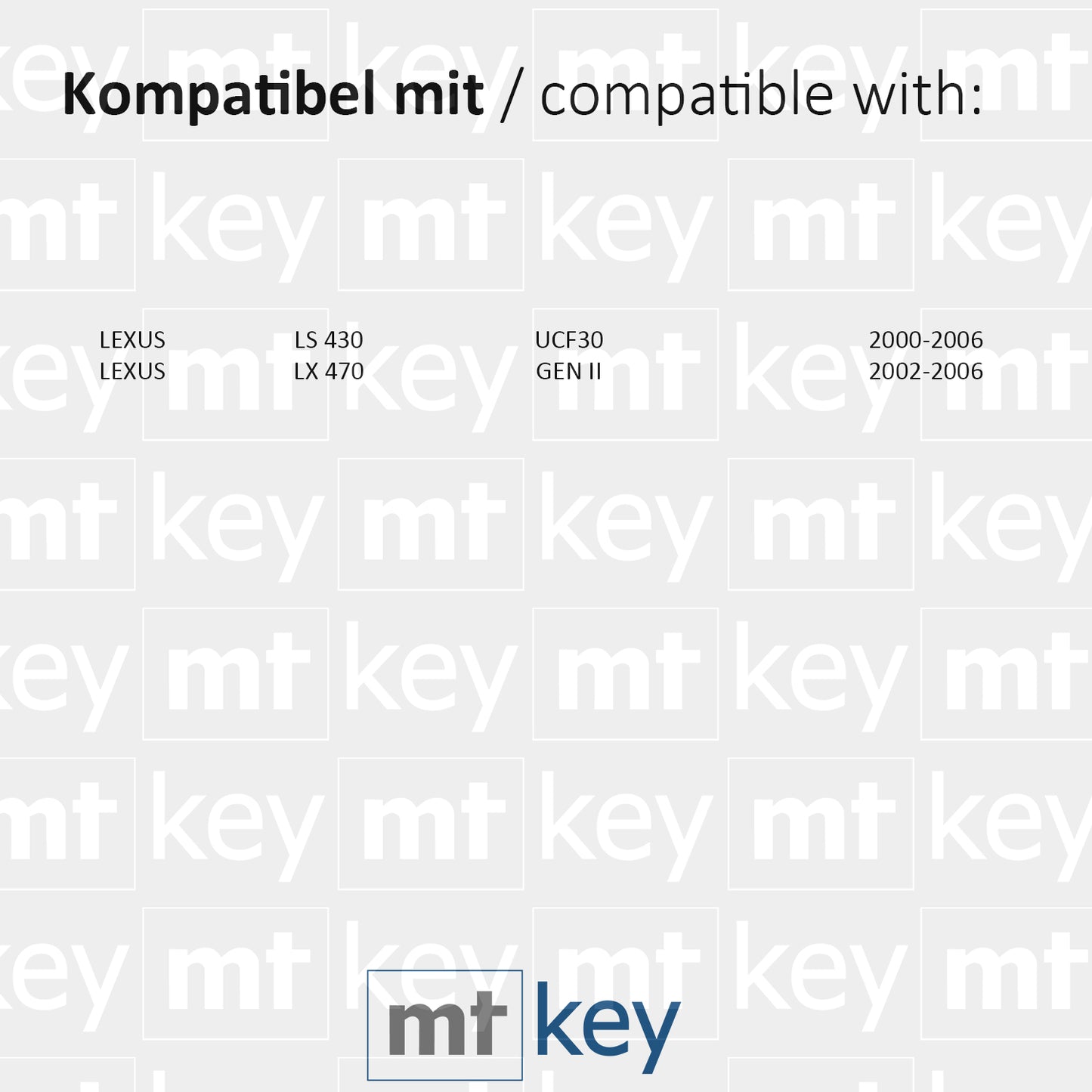 MT-KEY Funk Schlüssel TOY48 434MHZ ID68 kompatibel mit Lexus LS 430 UCF30 00-06 LX 470 II 02-06 3 Tasten 433MHZ Autoschlüssel