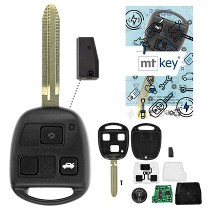 MT-KEY Funk Schlüssel TOY43 434MHZ ID70 kompatibel mit Toyota Avensis T25 03-06 Corolla E12 03-07 3 Tasten 433MHZ Autoschlüssel
