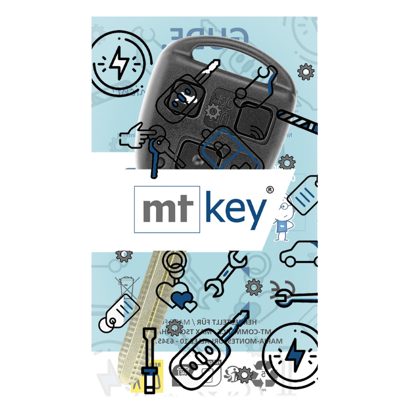 MT-KEY Funk Schlüssel TOY43 434MHZ ID70 kompatibel mit Toyota Avensis T25 03-06 Corolla E12 03-07 3 Tasten 433MHZ Autoschlüssel