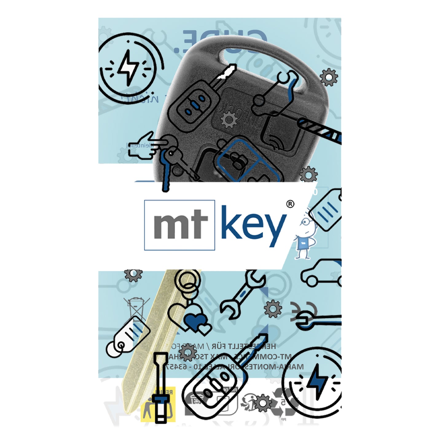 MT-KEY Funk Schlüssel TOY47 434MHZ ID70 kompatibel mit Toyota Avensis T25 03-06 Corolla E12 03-07 2 Tasten 433MHZ Autoschlüssel