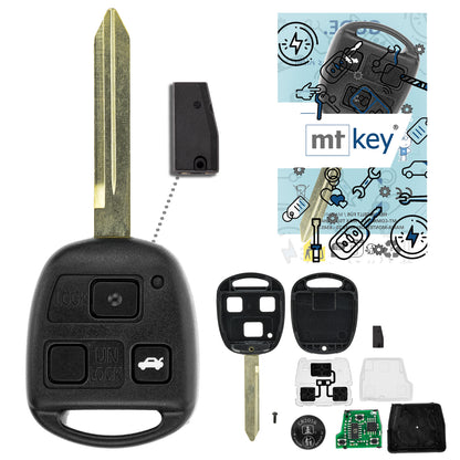 MT-KEY Funk Schlüssel TOY47 434MHZ ID70 kompatibel mit Toyota Avensis T25 03-06 Corolla E12 03-07 3 Tasten 433MHZ Autoschlüssel