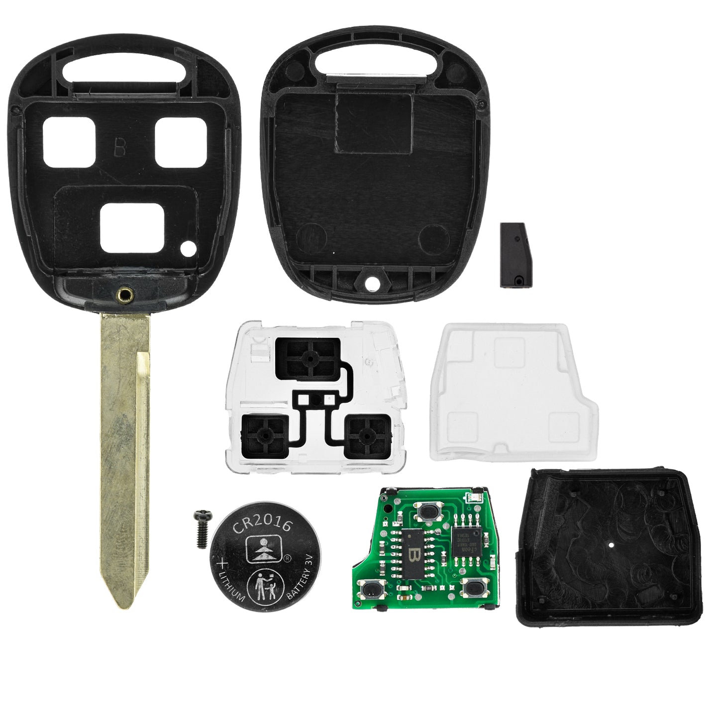 MT-KEY Funk Schlüssel TOY47 434MHZ ID70 kompatibel mit Toyota Avensis T25 03-06 Corolla E12 03-07 3 Tasten 433MHZ Autoschlüssel