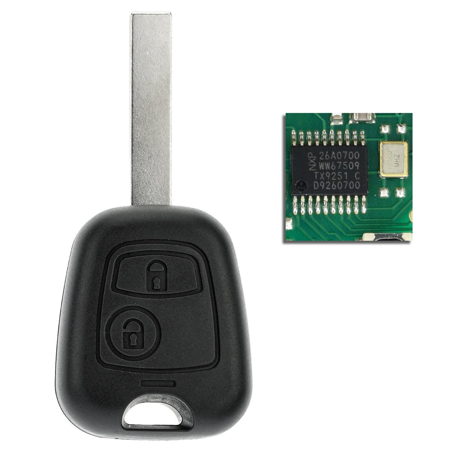 MT-KEY Funk Schlüssel HU83 434MHZ PCF7961 ASK kompatibel mit Peugeot 307 308 I Citroen Berlingo II C4 (Grand) Picasso I 433MHZ Funk Fernbedienung