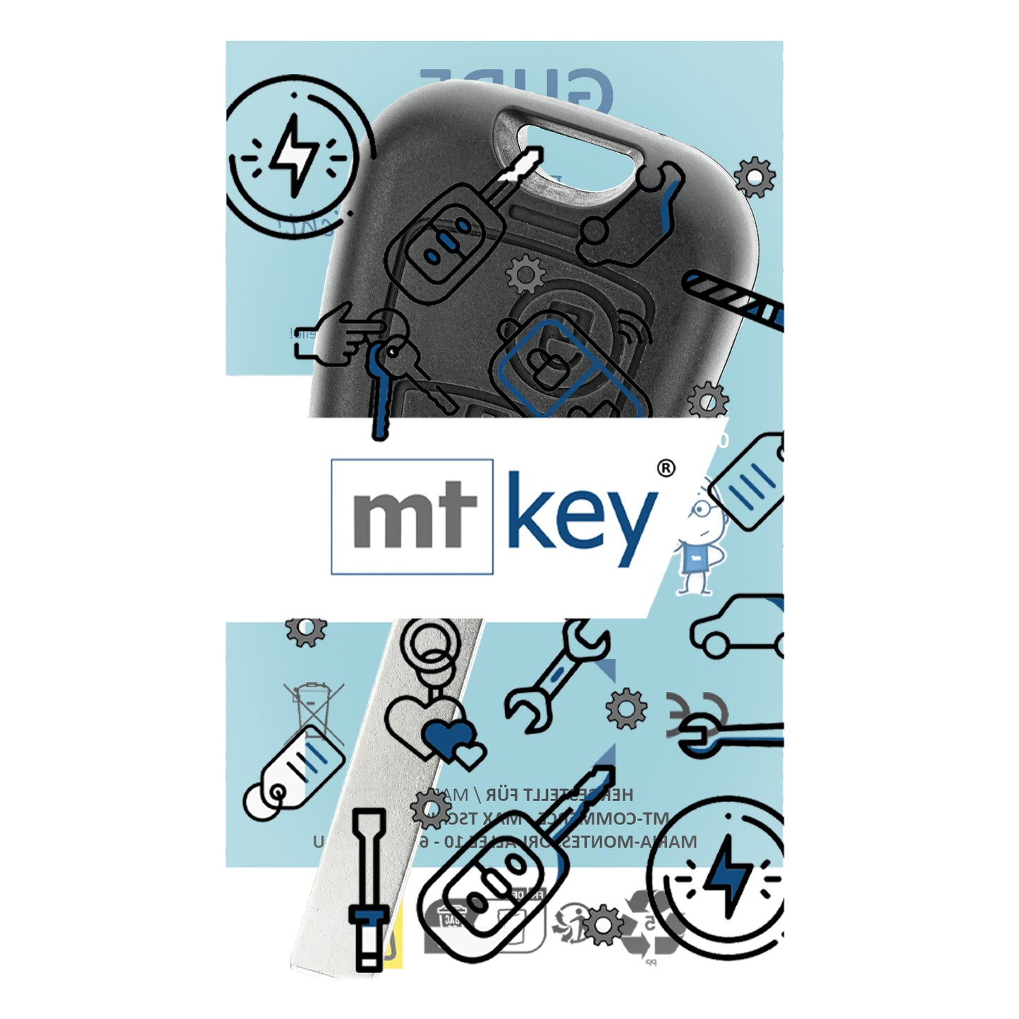 MT-KEY Funk Schlüssel HU83 434MHZ PCF7961 ASK kompatibel mit Peugeot 307 308 I Citroen Berlingo II C4 (Grand) Picasso I 433MHZ Funk Fernbedienung
