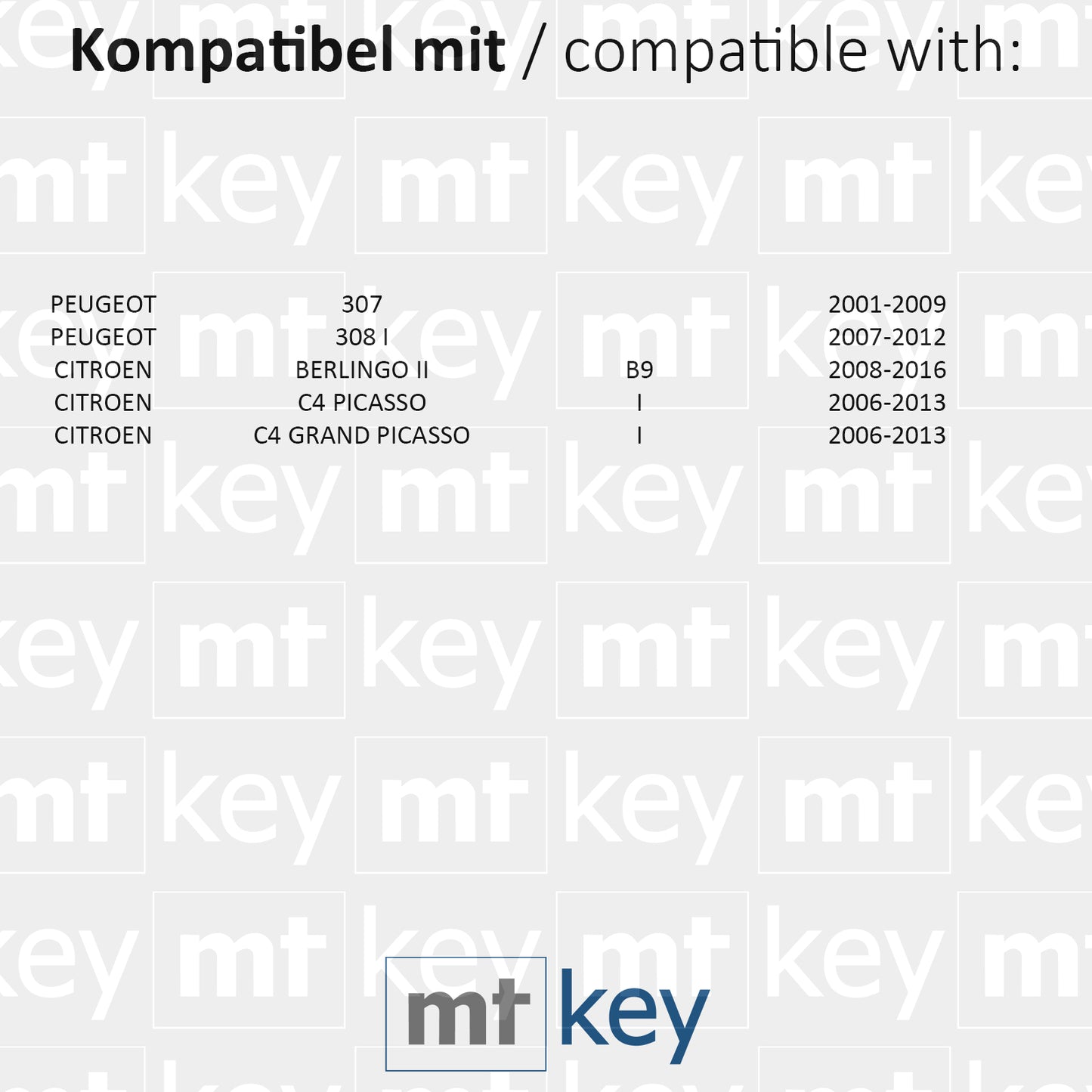MT-KEY Funk Schlüssel HU83 434MHZ PCF7961 ASK kompatibel mit Peugeot 307 308 I Citroen Berlingo II C4 (Grand) Picasso I 433MHZ Funk Fernbedienung
